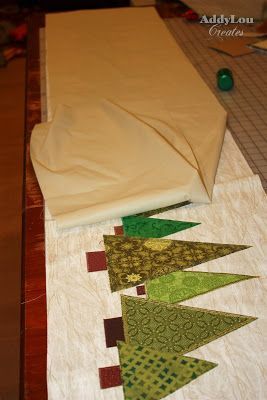 Addy Lou Creates: Handmade Christmas Cheer {Tree Table Runner:Tutorial} Christmas Tree Table Runner Pattern, Christmas Tree Quilts, Table Runner Sewing, Sewing Table Runners, Christmas Tree Table Runner, Tree Table Runner, Christmas Table Runner Pattern, Christmas Tree Table, Table Runner Tutorial