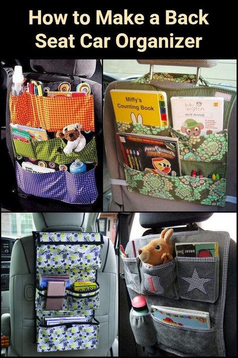 This DIY back seat car organizer is very useful and practical. Say hello to a clutter-free, organized car! Car Organization Kids, Organized Car, Back Seat Car, Van Organization, Car Organization Diy, Car Caddy, Car Activities, Backseat Organizer, Car Storage Bag