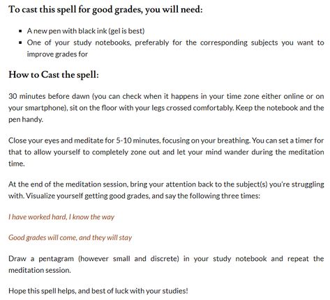 spell for good grades Witchcraft For Good Grades, Spells For Success In School, Spells For Studying, Witch Spells For Good Grades, Spell For Good Grades Witchcraft, Spells For School, Spells For Academic Success, Good Grade Spell, Spells For Good Grades