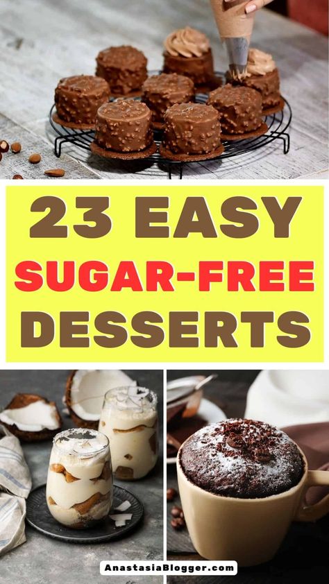 Discover a delightful array of 23 sugar-free dessert recipes to satisfy your sweet cravings guilt-free. Treat yourself to healthier indulgences without compromising on taste. Enjoy every bite knowing you're making a wholesome choice for your well-being. Vegan Caramel Apple, Low Carb Chocolate Mousse, Sugar Free Pumpkin Pie, Homemade Applesauce Recipes, Sugar Free Desserts Easy, Caramel Apples Easy, Peanut Butter Fudge Easy, Sugar Free Recipes Desserts, Sweet Potato Brownies