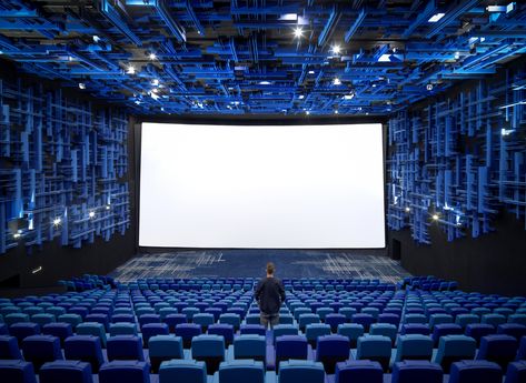 Sky Cinema, Cinema Design, Theatre Interior, Blue Ceilings, Screen House, New Cinema, Cinema Experience, Rem Koolhaas, Theatre Design