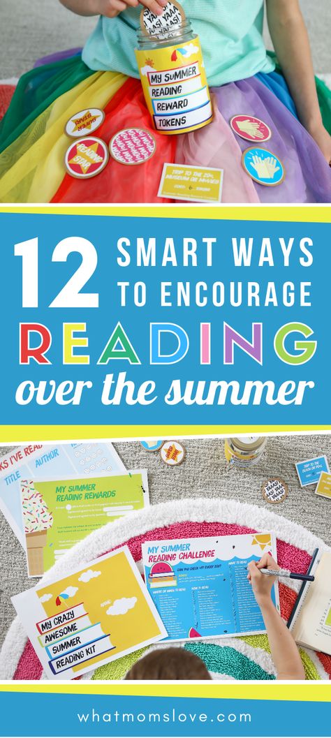 How to get your kids to read over the summer - genius tips and ideas to make reading fun for your children. Plus a Free Printable Summer Reading Kit that includes a goals page, Summer Reading Challenge chart, activities (book report, make your own book cover and color in bookmarks), reading log, rewards and incentive tokens/coupons   more! Raise a reader and hook your children with a good book when school's out. #summerreading #kidlit Summer Reading Activities, Make Your Own Book, Reading Rewards, Make Reading Fun, Parenting Printables, Reading Incentives, Kids Jokes, Homeschool Fun, Montessori Language