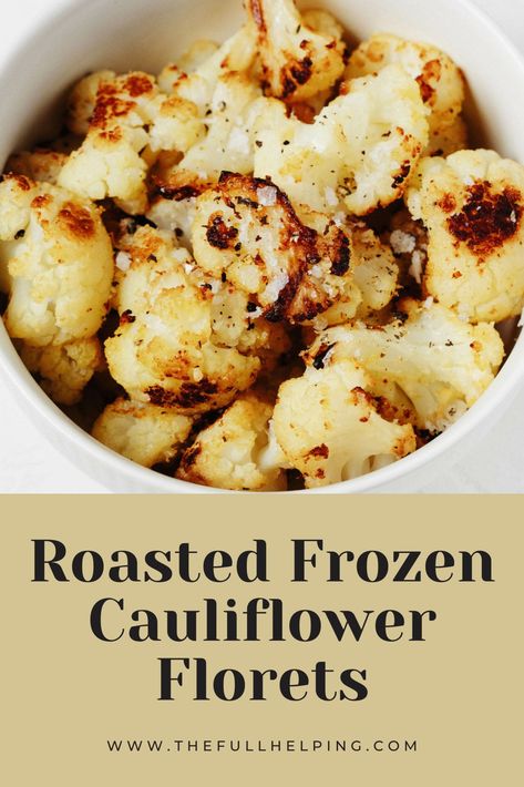 If you've ever wondered whether you can roast frozen frozen vegetables directly from the bag, then this recipe for roasted frozen cauliflower florets is for you! The florets are savory and super tasty, and they're incredibly easy to make. Consider this recipe a perfect last-minute vegetable side dish. Roasted Frozen Cauliflower, Frozen Cauliflower Recipes, Frozen Cauliflower, Frozen Frozen, Roasted Cauliflower Recipes, Vegetable Side Dish, Rare Occasions, Vegan Parmesan, Vegetable Side