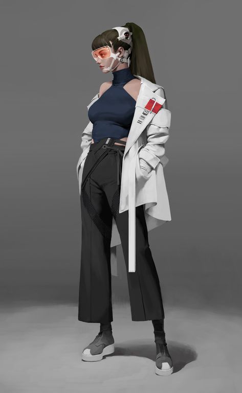 ArtStation - doctor, Siwoo Kim Concept Art Landscape, Character Design Challenge, Graphisches Design, Sci Fi Fashion, Arte Cyberpunk, Cyberpunk Aesthetic, Cyberpunk Fashion, Cyberpunk Character, Futuristic Fashion