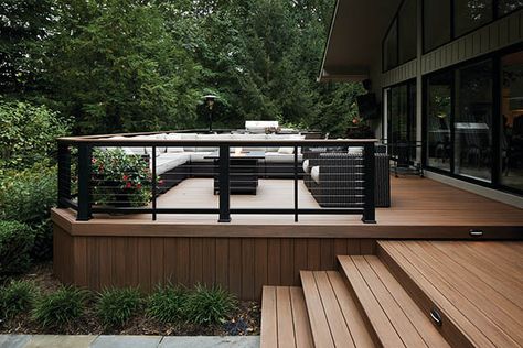 Azek Decking, Deck Railing Design, Modern Deck, Deck Colors, Patio Deck Designs, Deck And Patio, Trex Deck, Deck Designs Backyard, Deck Railing