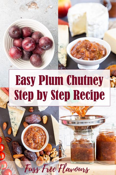 Plum Chutney Recipe Easy, Plum Chutney Recipe, Plum Chutney Recipes, Chutney Sauce, Plum Chutney, Apple Chutney, Low Fat Snacks, Plum Recipes, Uk Recipes