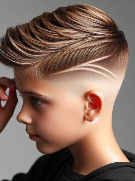 Hairstyles Lines Men, Simple Hair Designs For Boys, Kids Haircut Designs For Boys, Boys Haircut Designs Lines, Sonic Haircut, Fades For Boys, Boys Short Haircut Kids Fade, Boys Haircut With Lines, Boys Haircut Blonde