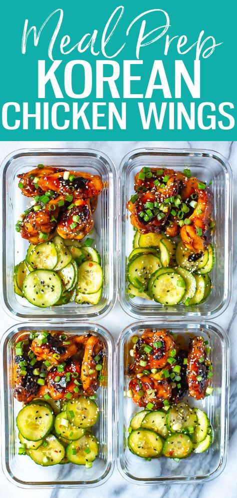 These sesame-flavoured Korean Chicken Wings are a delicious, healthier way to enjoy your fave pub food for dinner - serve with cucumber salad for a twist on meal prep! #korean #chickenwings Korean Chicken Wings, Food For Dinner, Korean Chicken, Chicken Meal Prep, Pub Food, Lunch Meal Prep, Cucumber Salad, Good Healthy Recipes, Lunch Recipes