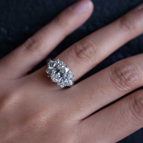 Diamond Flower Cluster Ring | Custom Engagement Rings Diamond Cluster Ring Engagement, Flower Cluster Engagement Ring, Diamond Cluster Ring Vintage, Antique Diamond Rings Vintage, Unique Engagement Rings Diamond, Cluster Ring Engagement, Diamond Cluster Rings, Cluster Diamond Engagement Ring, Pretty Wedding Rings