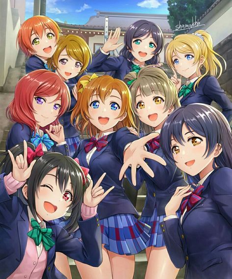 Love Live! School idol project, Nozomi Tojo, Ayase Eli, Kousaka Honoka, Sonoda Umi, Minami Kotori, Nishikino Maki, Hoshizora Rin, Koizumi Hanayo, Yazawa Nico, μ's Love Live School Idol Project, Anime Best Friends, Love Live, Fanarts Anime, Anime Kawaii, All Anime, Anime Movies, Manga Girl, Anime Love