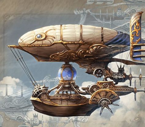 “The eye is a little disconcerting but otherwise a decent Steam Punk Picture.  No details sadly....😕… " Steampunk Concept Art, Steampunk Concept, Steampunk Kunst, Steampunk Ship, Kharadron Overlords, Concept Art Landscape, Airship Art, Steampunk Vehicle, Steampunk Artwork