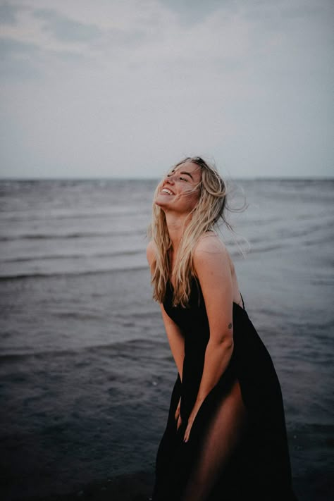 Beach Photography Dress, Ocean Portrait Photography, Sunset Model Photography, Portrait Beach Photography, Dress Lake Photoshoot, Beach Self Portrait, Sunset Beach Shoot, Self Love Photoshoot Ideas Outdoor, Solo Beach Photoshoot