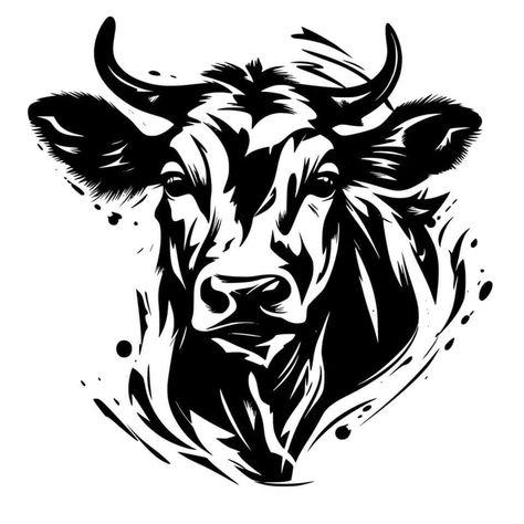 Horn Ideas Drawing, Bull Stencil, Horn Ideas, Animal Stencil Art, Wild Animal Wallpaper, Silhouette Cameo Files, Bull Art, Bull Tattoos, Yarn Painting