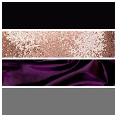 Our wedding colors - Black, Rose Gold, Eggplant, and Grey Deep Purple And Rose Gold Wedding, Plum Rose Gold Wedding, Royal Purple And Rose Gold Wedding, Dark Purple And Rose Gold Wedding, Rose Gold And Lavender, Purple And Rose Gold Dress, Black Purple Rose Gold Wedding, Purple And Rose Gold Bedroom, Eggplant And Rose Gold Wedding