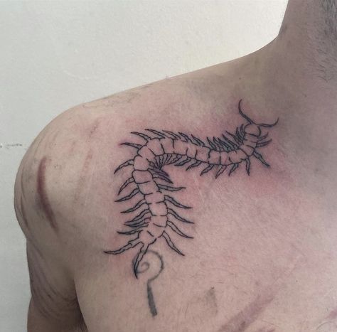 Tattoo Ideas Centipede, Centipede Hand Tattoo, Small Centipede Tattoo, Traditional Centipede Tattoo, Centipede Tattoo Design, Centipede Drawing, Centipede Tattoo, Human Centipede, Grunge Tattoo