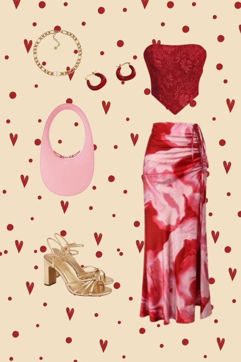 red top red pink skirt gold heels pink back gold chain OOTD Heels Pink, Gold Heels, Pink Heels, Pink Skirt, Red Top, Gold Chain, Gold Chains, Ootd, Skirt