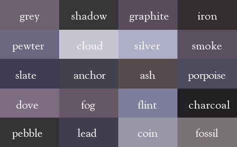 When you can't think of that one color - Album on Imgur Color Thesaurus, Books And Tea, Colour Board, Hobart, Color Pallets, Color Theory, Writing Inspiration, Shades Of Grey, Color Shades