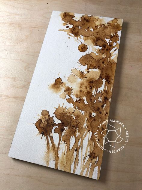 Coffee Painting Ideas For Beginners, Coffee Painting Ideas, Flowers With Coffee, Bagel Art, Painting Ideas Flowers, How To Paint Flowers, Coffee Art Painting, Sandy Allnock, Tea Bag Art