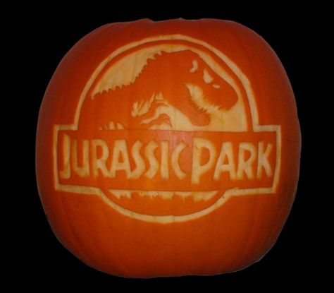 Pumpkin Carving Ideas Jurassic Park, Jurassic World Pumpkin Carving, Pumkin Carving Dinosaur, Jurassic Park Pumpkin Carving, Jurassic Park Pumpkin, Pumkin Ideas, Dragon Halloween, Pumkin Carving, Halloween Pumpkin Designs