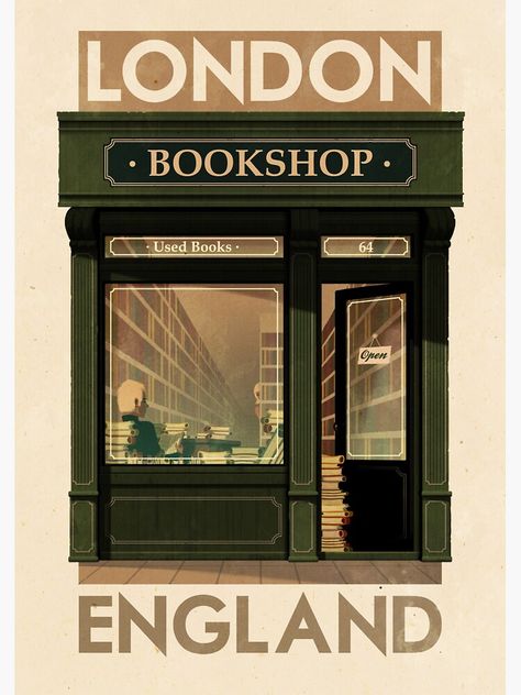 London Travel Poster, Postal Vintage, London Poster, Book Shop, London Town, Photo Vintage, Vintage London, Store Front, Poster Vintage