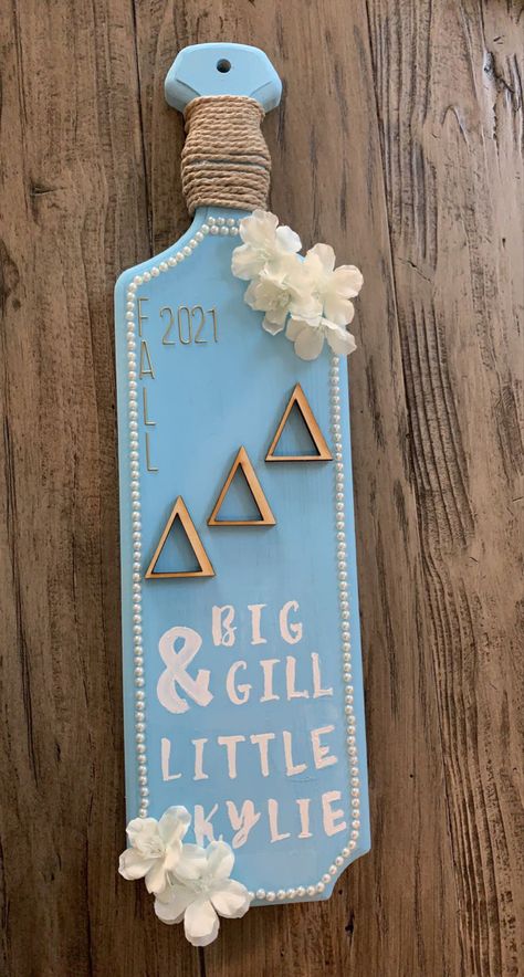 Delta Delta Delta
Big Little Paddle 
Sorority Paddle Sorority Paddles Tri Delta, Tri Delta Paddle Ideas, Painted Sorority Paddle, Tri Delta Paddle, Delta Zeta Paddle, Tri Delta Painting, Big Little Plaques, Sorority Paddles Ideas Big Little, Big Little Paddles Sorority Ideas