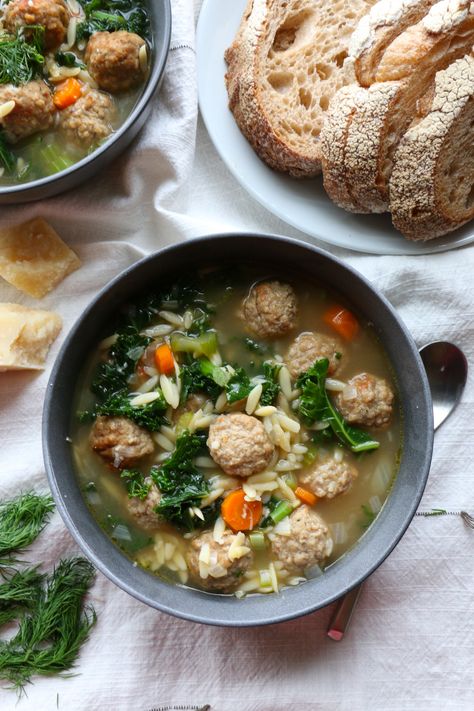 Weeknight Italian Wedding Soup using delicious, oven baked Rosina Foods Italian Style Meatballs! Super easy and delicious, and such a huge time saver on a weeknight! Italian Style Meatballs, Italian Spices, Wedding Soup, Broccoli Soup, Time Saver, Marriage Ceremony, Italian Wedding, Stew Recipes, Winter Food