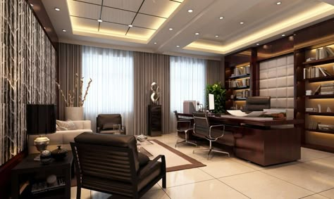 17 Classy Office Design Ideas With A Big Statement Big Office Room Luxury, My Office, Big Home Office, Ceo Room Interior Design Luxury Office, Luxury Office Interior Ceo, Luxurious Office Cabin, Boss Cabin Design Office Luxury, Ceo Office Design, Classy Office