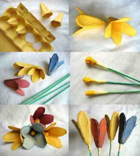 Egg Box Craft, Egg Carton Art, Diy – Velikonoce, Egg Carton Flowers, Egg Packaging, Fleurs Diy, Egg Cartons, Egg Carton Crafts, Crafts Paper