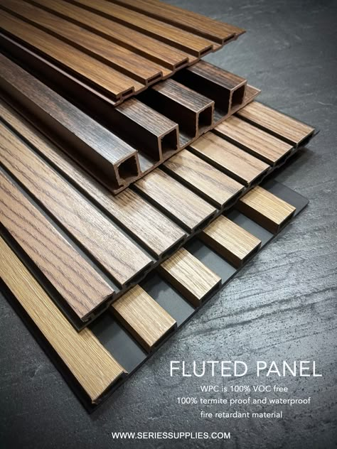 What is the Advantages of WPC materials for FLUTED PANEL From Series Supplies Wood Wall Paneling Modern, Reling Design, Fluted Panel, Wooden Wall Design, Model Dapur, Wood Slat Wall, Wall Panel Design, Exterior Bloxburg, Pvc Wall Panels