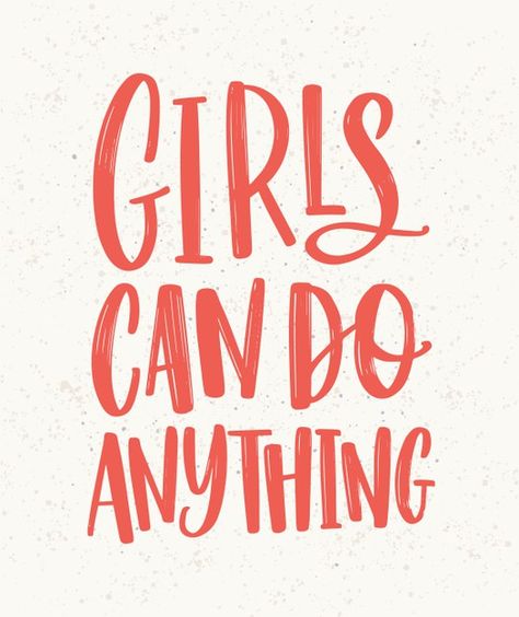 Girls can do anything hand lettering written with red letters. Elegant Cursive Fonts, Chill Quotes, Boho Fonts, Vector Quotes, Red Letters, Letter Vector, Hand Lettering Quotes, Fancy Fonts, Cursive Fonts