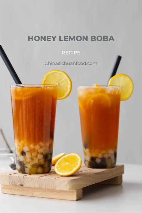 honey lemon tea|chinasichuanfood.com Hot Bubble Tea, Lemon Slush, Honey Boba, Honey Lemon Tea, Asian Drinks, Milk Tea Boba, Boba Recipe, Sichuan Food, Mango Tea