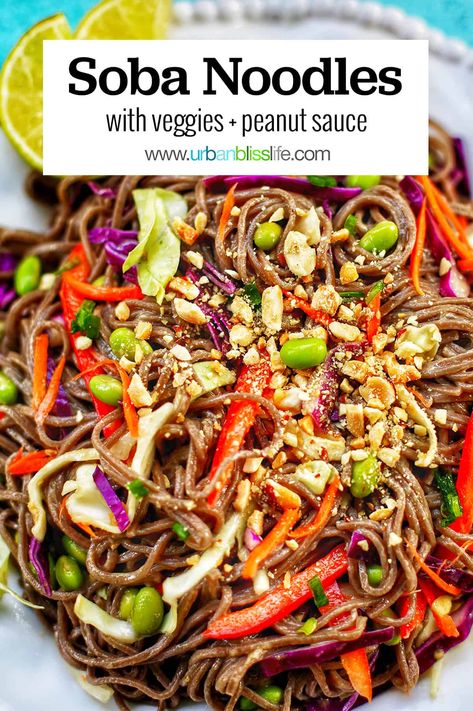 Buckwheat Soba Noodle Recipe, Soba Noodle Recipe Healthy, Vegetarian Soba Noodles, Healthy Soba Noodles, Noodles With Vegetables, Soba Noodles Recipe, Vegetarian Noodles Recipes, Peanut Sauce Noodles, Vegetarian Noodles