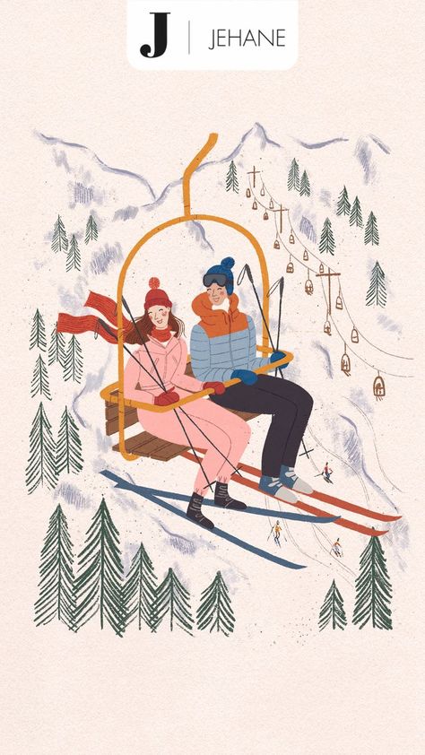 Couple on a ski lift in the mountains #winter #skiing #mountains Ski Drawing, Decorative Paper Napkins, Ski Art, Ski Mountain, Christmas Challenge, Card Inspo, Twelve Days Of Christmas, Out Of The Blue, Zermatt