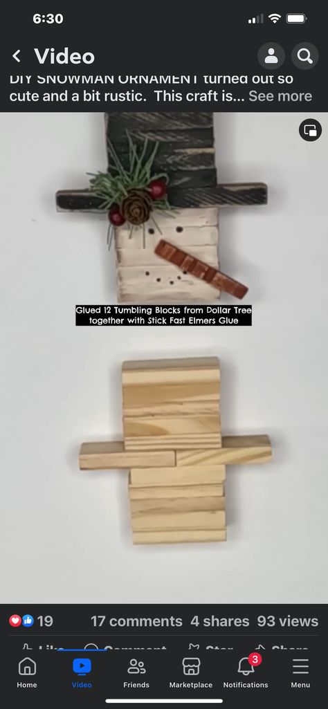 Jenga Block Winter Crafts, Snowman Out Of Jenga Blocks, Jenga Nativity Ornament, Jenga Tile Crafts, Craft Ideas Using Jenga Blocks, Jenna Blocks Crafts, Fall Crafts With Jenga Blocks, Diy Crafts To Sell Unique Easy, Christmas Crafts With Scrap Wood