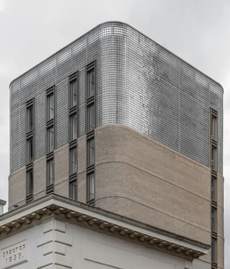 Translucent Facade, Structural Expressionism, Arch Photo, Glass Brick, Layout Architecture, Brick Facade, Glass Block, Adaptive Reuse, Architecture Ideas