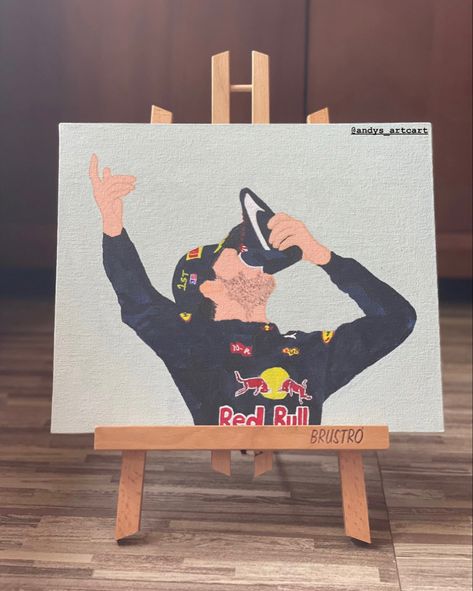 F1 Canvas Painting, F1 Artwork, Redbull F1, Daniel Riccardo, Bull Painting, Painting Easy, Daniel Ricciardo, Red Bull, Acrylic Painting