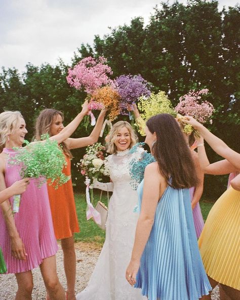 Eddie Riley Rainbow | Wedding on film 📸🩷 @taylorkezia_photography #wedding #weddingphotography #bridesmaids #rainbowwedding #rainbowbridesmaides #groomsmen… | Instagram Rainbow Wedding Aesthetic, Muted Rainbow Wedding, Rainbow Bridesmaids, Rainbow Wedding Theme, Baby Wedding Outfit, Rainbow Pictures, Muted Rainbow, Rainbow Wedding, Rainbow Theme