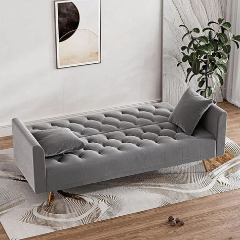 Mercer41 Raedyn 71'' Velvet Sofa & Reviews | Wayfair Small Futon Couch, Couch For Bedroom, Velvet Futon, Small Futon, Upholstered Sofa Bed, Small Loveseat, Velvet Sofa Bed, Sofa Velvet, Small Couch