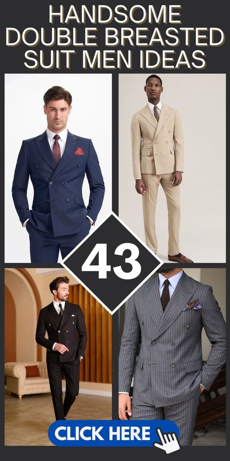 Discover 43 double-breasted suit ideas for men that showcase classy, casual, and aesthetic styles. Elevate your formal wardrobe with these timeless designs. 🕴️ #MensSuits #DoubleBreastedSuit #FormalStyle Suit Men Ideas, Suit Ideas For Men, Double Breasted Suit Men, Aesthetic Styles, Suit Ideas, Suit Men, Men’s Suits, Classy Casual, Formal Style