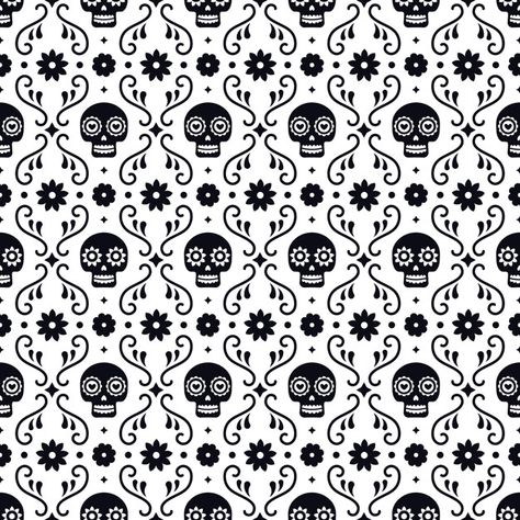 Skull Seamless Pattern, Background Traditional, Mexican Halloween, Skulls And Flowers, Simple Skull, Mexican Pattern, Mexican Holiday, Mexican Skulls, Blue Skulls