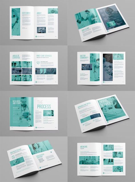 Modern Medical Brochure Template PSD. 24 Pages. Medical Brochure, Pages Design, Brochure Template Psd, Brochure Design Template, Calendar Design, Brochure Design, Brochure Template, Page Design, Layout Design