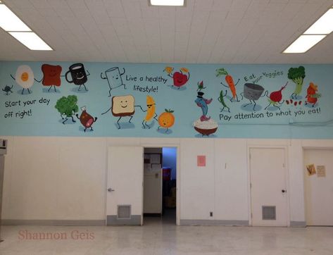 Lunchroom Bulletin Boards, Classroom Family Tree, School Dining Hall, Fruit Mural, Elementary School Cafeteria, School Cafeteria Decorations, Cafeteria Decorations, Cafeteria Bulletin Boards, School Lunchroom