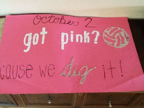 Dig pink poster!!! Digging it up this year!!! #volleyball #volleyball #posters High School Pink Out, Dig Pink Poster Ideas, Dig Pink Ideas, Dig Pink Poster, Pink Out Posters Volleyball, Pink Out Volleyball Posters, Dig Pink Volleyball Posters, Pink Out Posters Football, Pink Out Posters