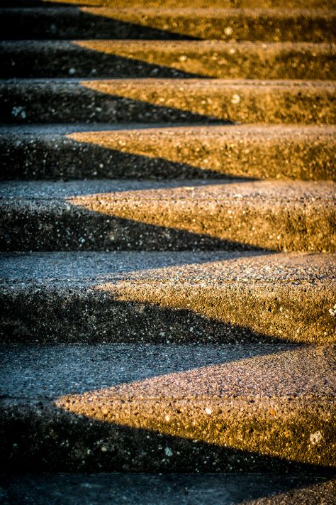 Architectural shadow on the stairs in the outdoor. Sharp shadow shape with geometric triangles on the concrete. Triangles In Photography, Geometric Shapes Photography, Stairs Outdoor, Shadow Architecture, Shape Photography, Geometric Photography, Shadow Ideas, Photography Examples, Brick Detail