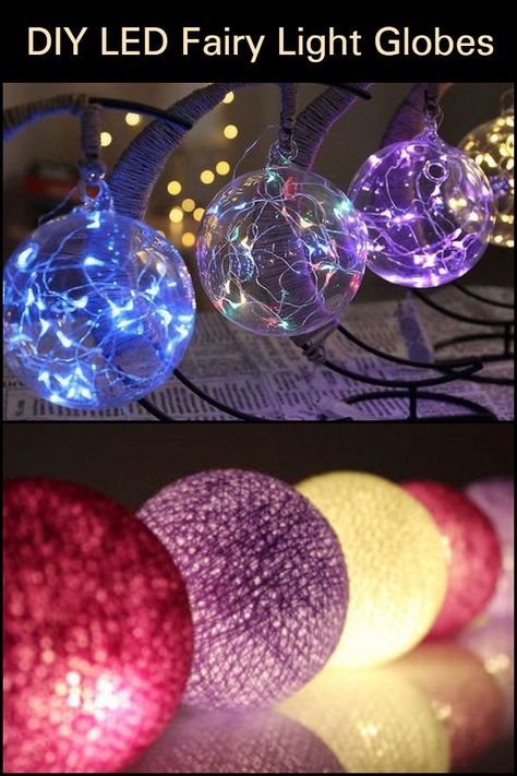 These adorable DIY LED fairylight globes will make excellent home decors. Fairy Light Crafts, Fairy Led Lights, Xmas Backdrop, Light Globes, Globe Diy, Globe Crafts, Diy Led, Beautiful Fairy, Led Diy