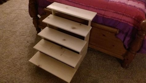 DIY Dog Stairs To Heaven, or Your Bed Diy Dog Stairs, Diy Dog Steps, Dog Ramp For Stairs, Stairs For Bed, Dog Stairs For Bed, Dog Steps For Bed, Diy Dog Gate, Dog Ramp For Bed, Stairs To Heaven