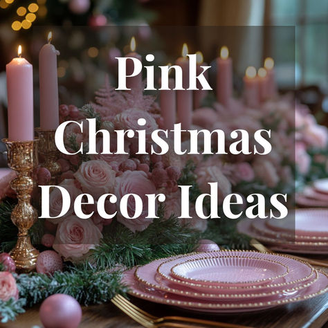 Pink Christmas Decor Ideas Pink And White Christmas Table Setting, Pink Chrismass Decore Ideas, Pink Christmas Table Decorations, Pink Christmas Table Settings Ideas, Pink And Green Christmas Aesthetic, Pink Christmas Party Decorations, Silver Christmas Table Decorations, Pink Christmas Tablescapes, Pink Red And Green Christmas