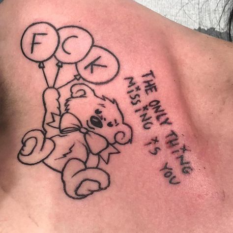 Winnie The Pooh Tattoos, Lil Peep Lyrics, Tattoo Fonts Alphabet, Tattoo Themes, Bear Tattoos, Bear Tattoo, Stylist Tattoos, Discreet Tattoos