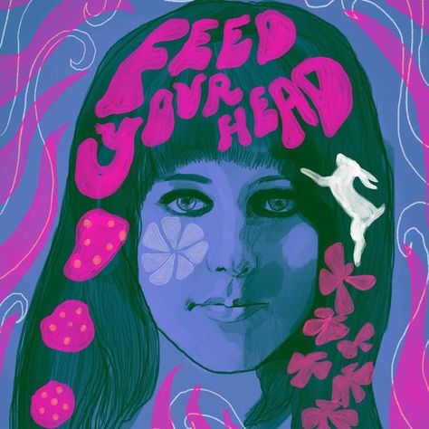 Jefferson Airplane on Instagram: "Feed your head today. Love this groovy art by IG user @hannahshelleymaker 🐇 Post your art of the Airplane and use the hashtag #JeffersonAirplaneArt for a chance to be featured next! #GraceSlick #JeffersonAirplane #60sMusic #PsychedelicRock #AcidRock #Psychedelia #Counterculture" Feed Your Head, Groovy Art, 60s Art, Acid Rock, Grace Slick, Jefferson Airplane, 60s Music, Airplane Art, Hippie Art