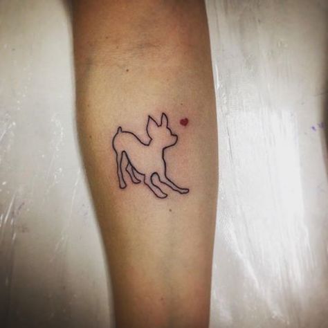 Pincher Dog, Chihuahua Tattoo, Small Dog Tattoos, Animal Tattoo Ideas, Mini Pinscher, B Tattoo, Tattoo Outline, Elegant Tattoos, Dog Tattoo